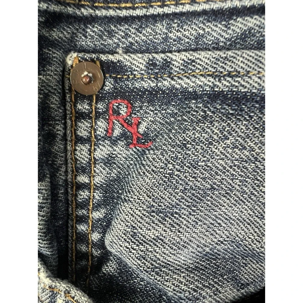 Polo Ralph‎ Lauren PRL Classic Denim Jeans 38 x 30 Distressed RL Logo Denim F12